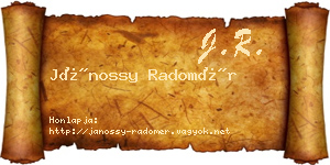 Jánossy Radomér névjegykártya